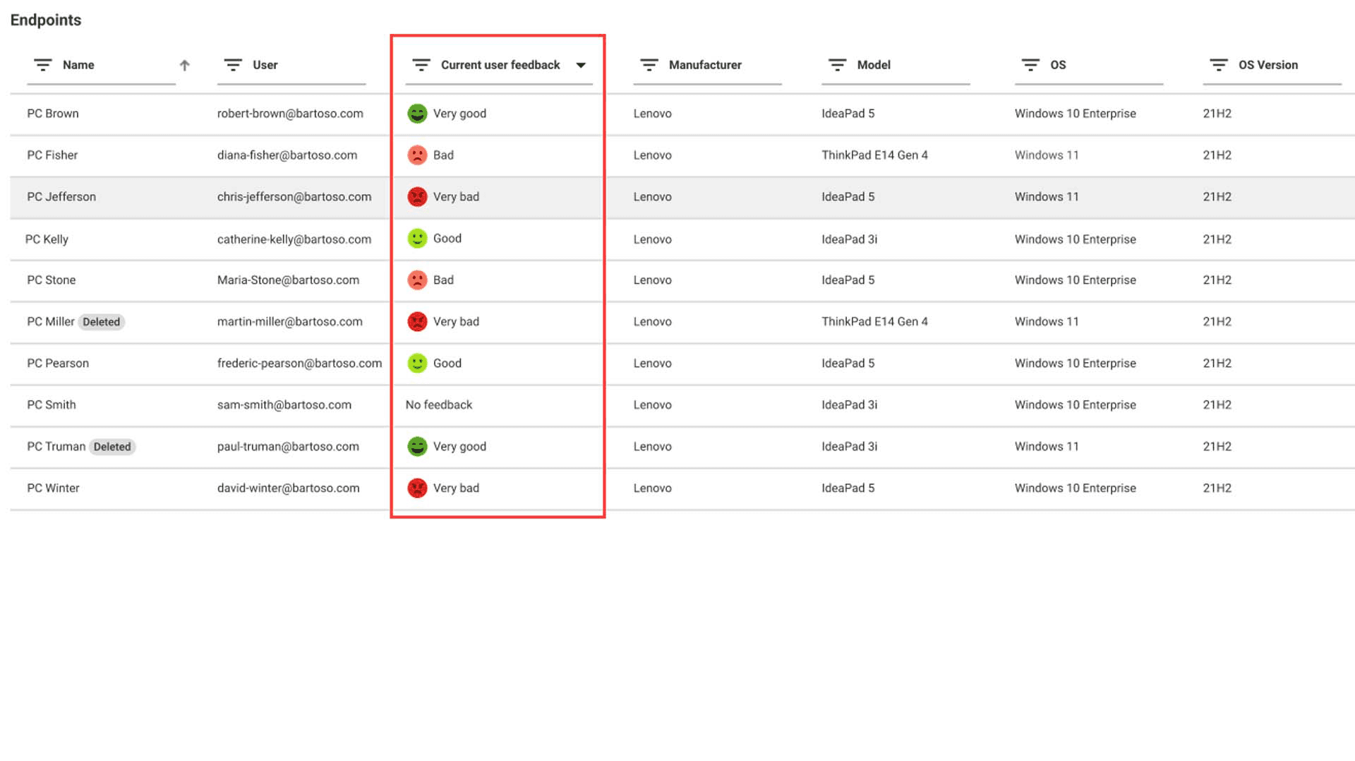 Figure 4 – UI prototype for end user feedback in baramundi perform2work
