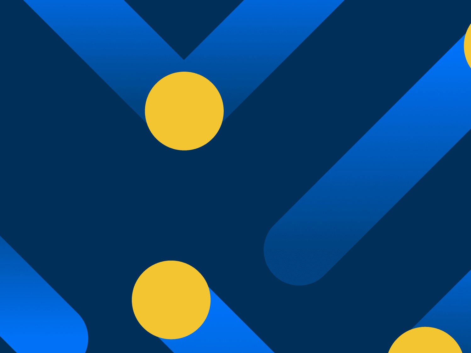 Abstraktes Muster aus blauen geometrischen Formen und gelben Kreisen