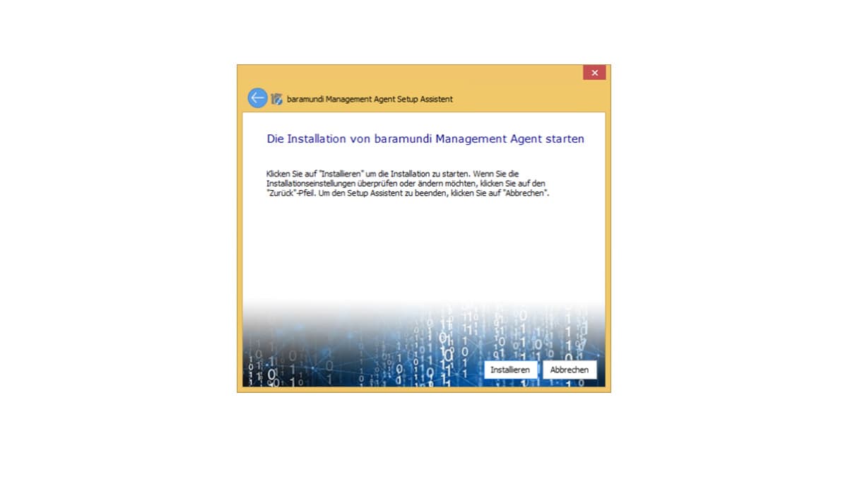 Installationsdialog des baramundi Management Agent mit Schaltfläche „Installieren“
