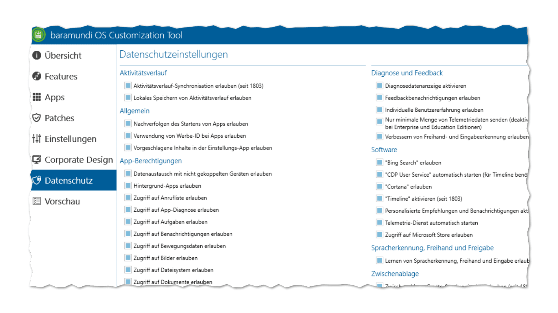 Anpassungen im OS Customization Tool