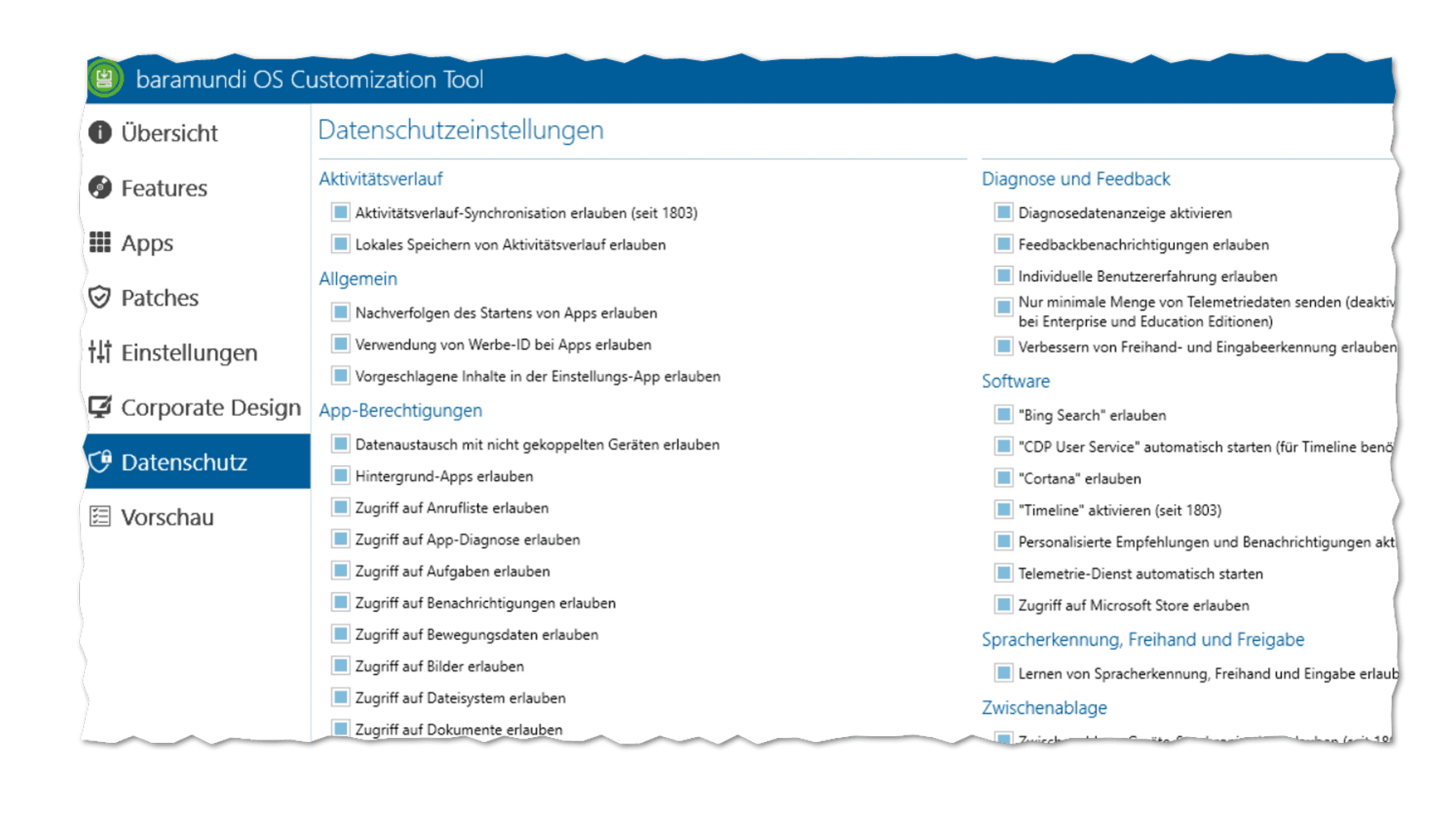 Adjustments in the OS Customization Tool