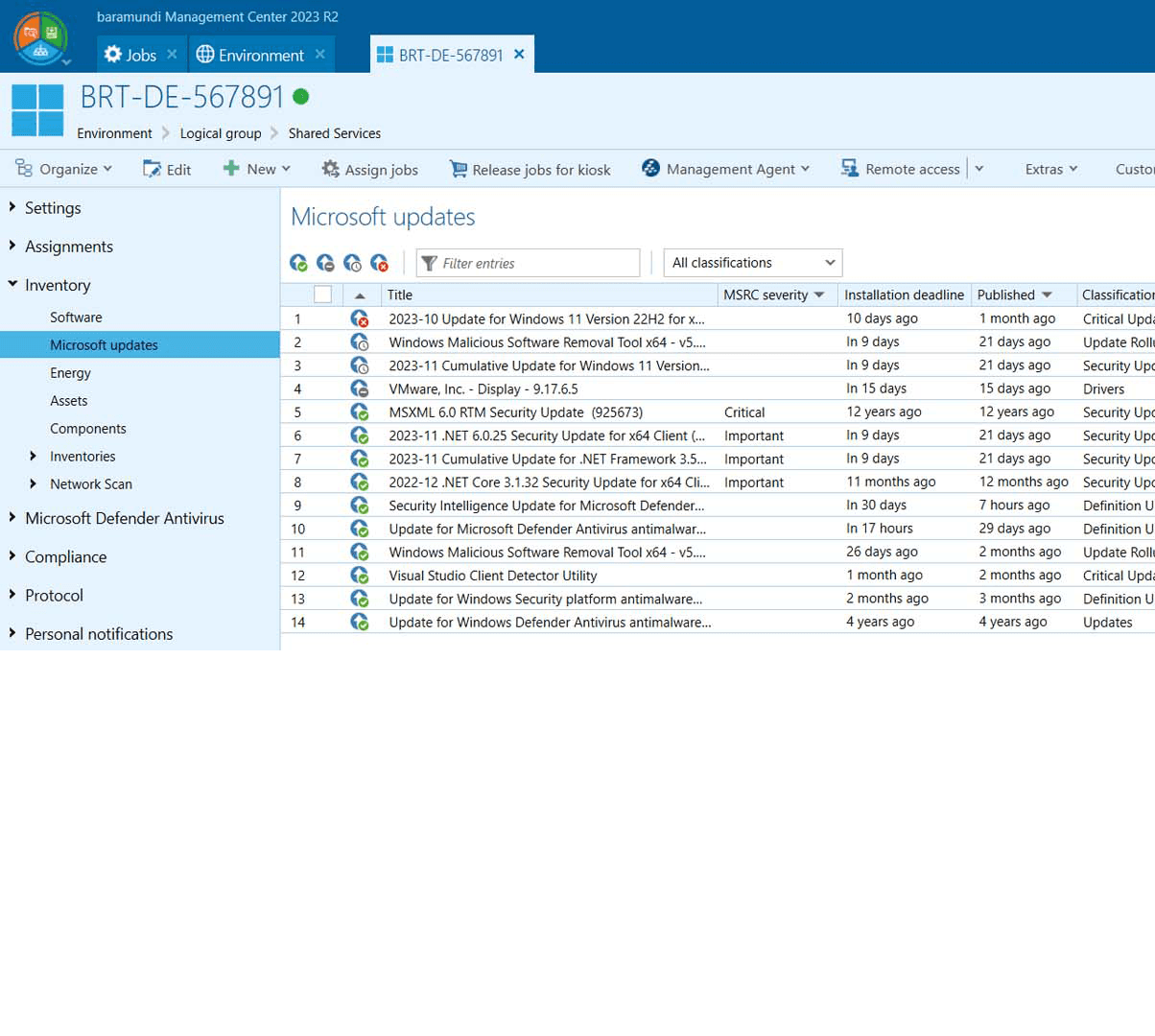 Figure 4 – Installed, delayed and missing updates are listed with all relevant information.