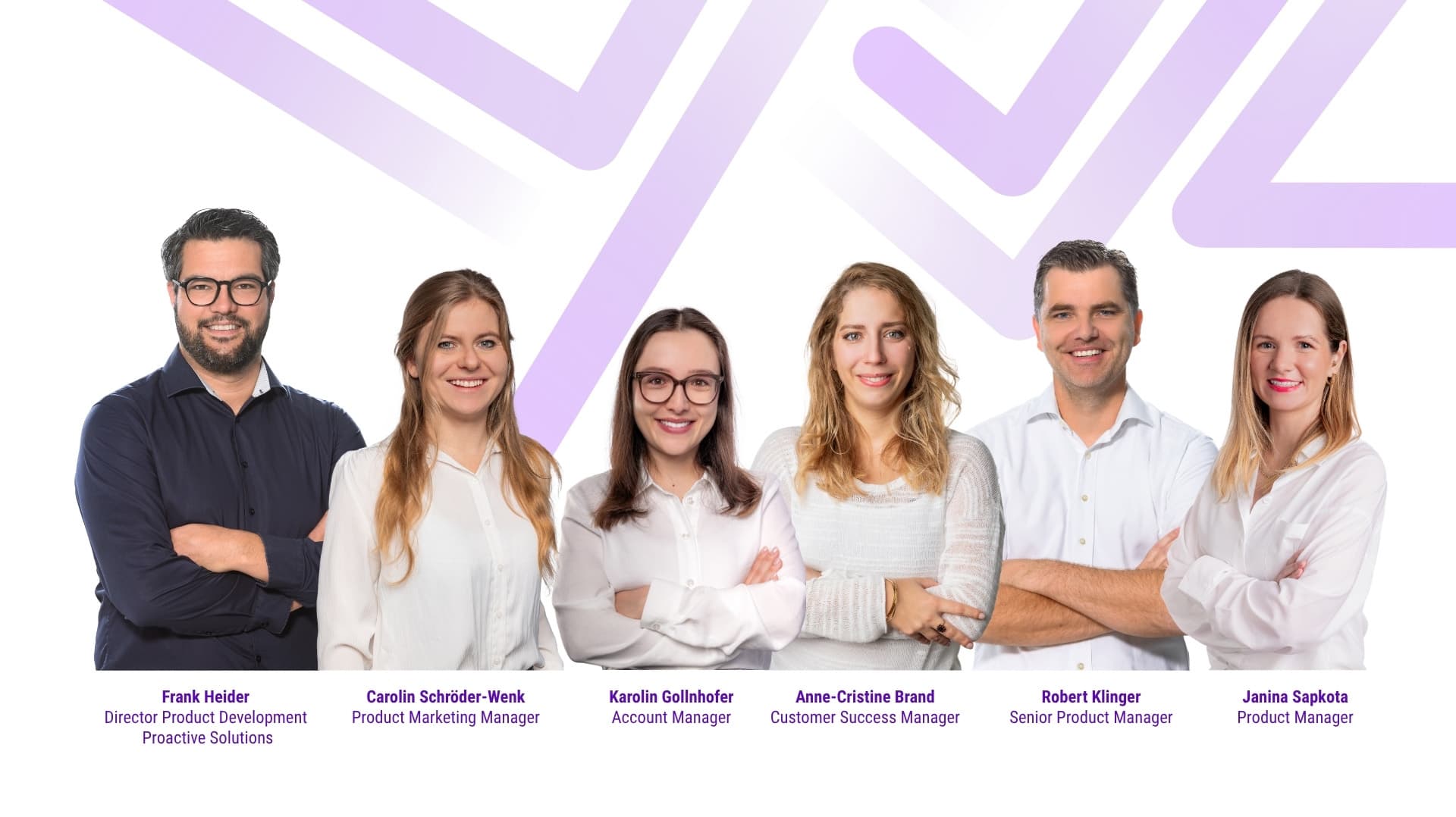 Sechs Referentinnen und Referenten des baramundi Proactive Hub mit Namen und Funktionen