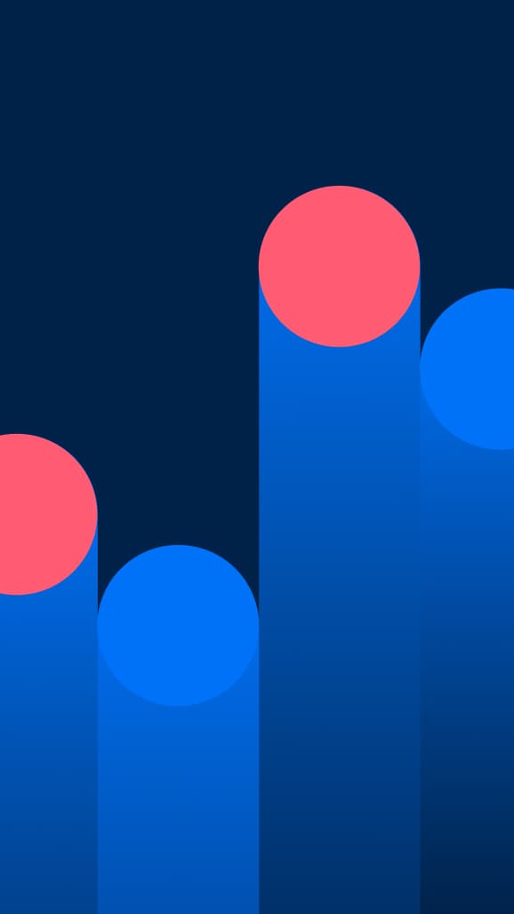 Abstrakte Balkengrafik in Blau und Pink zum Unified Endpoint Management