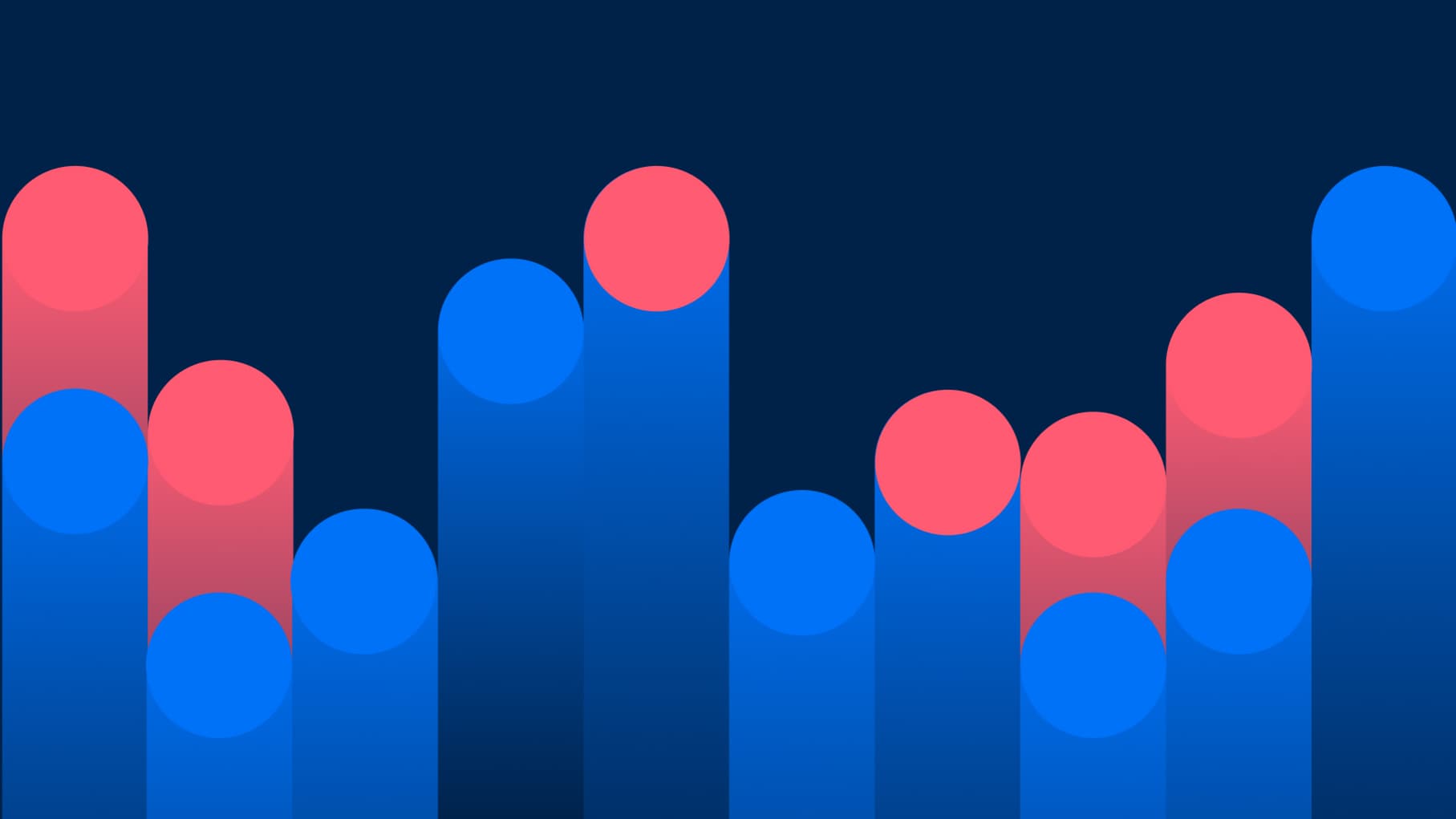 Abstrakte Balkengrafik zu Unified Endpoint Management mit blauen und pinken Säulen