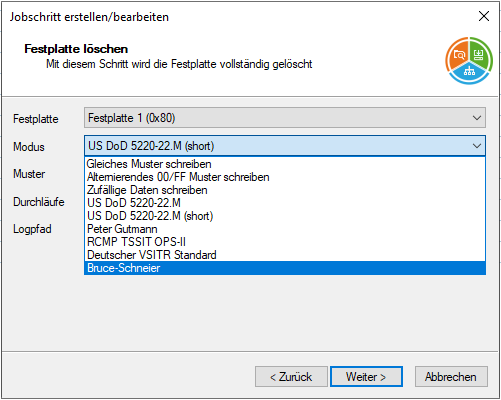 Hard drives can be securely deleted with the baramundi Management Suite.