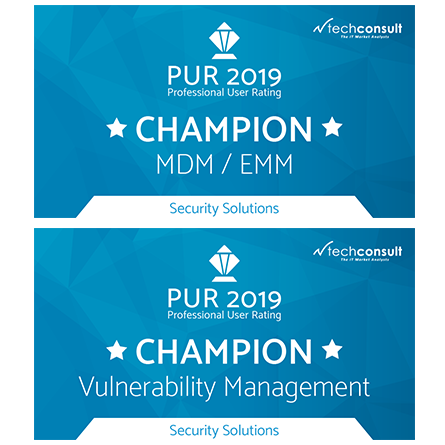 Professional User Rating: Security Solutions 2019 names baramundi "Champion" for MDM/EMM and Vulnerability Management Professional User Rating: Security Solutions 2019 names baramundi "Champion" for MDM/EMM and Vulnerability Management