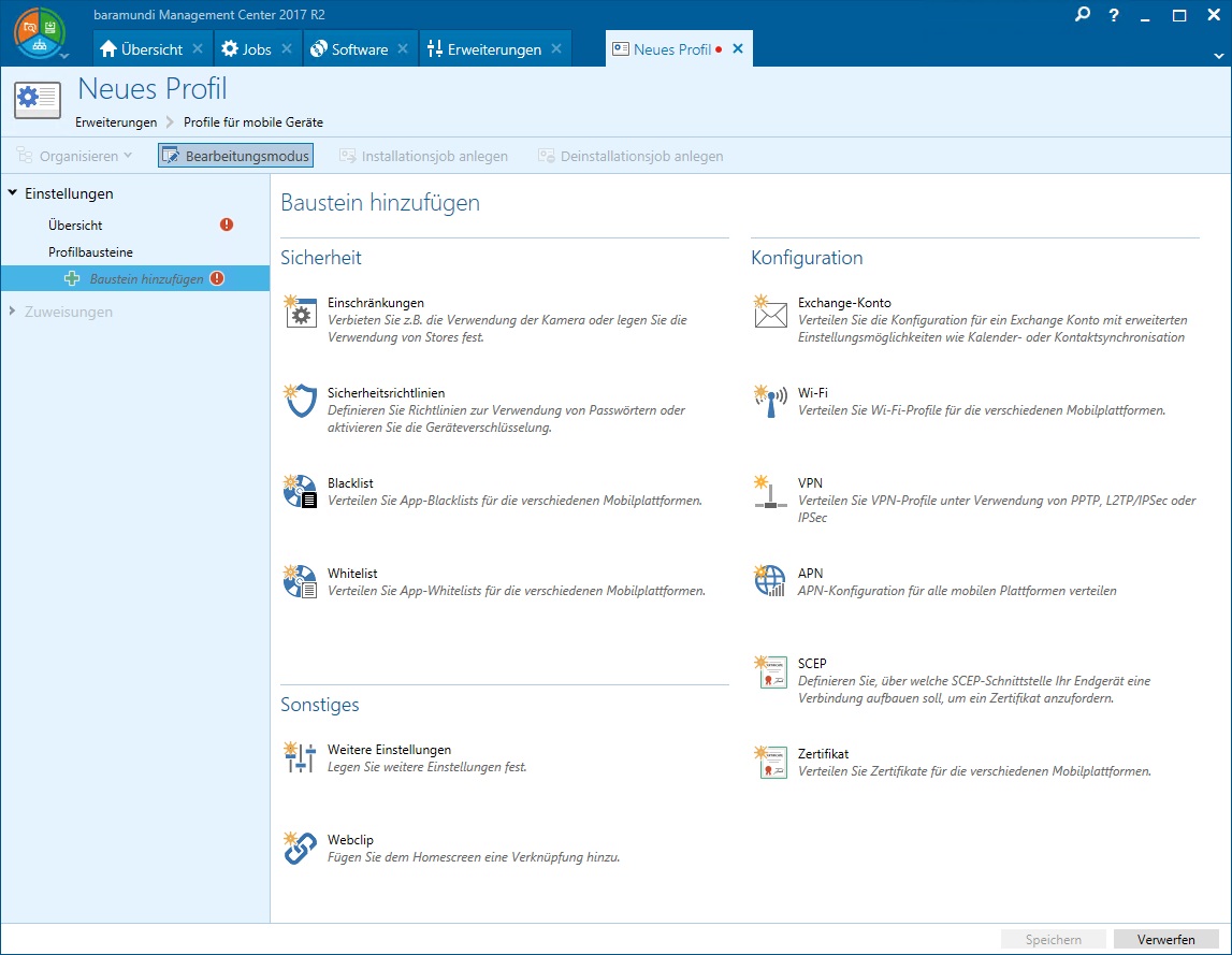 Profile Configuration with baramundi MDM