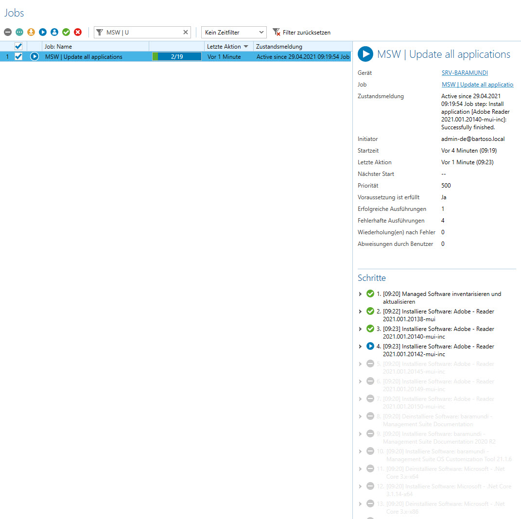 baramundi Patch Management: MSW Update Job-Target dynamisch ausführen