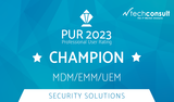 Auszeichnung als "Champion" im PUR 2023 Professional User Rating fĂĽr MDM/EMM/UEM Security Solutions von techconsult