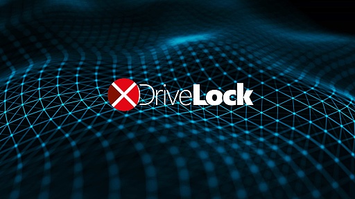 Logo von DriveLock auf einem dunklen, digitalisierten Hintergrund