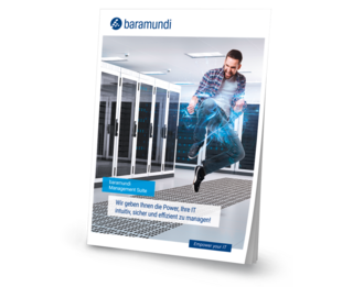 Mockup einer baramundi Produktbroschüre der baramundi Management Suite