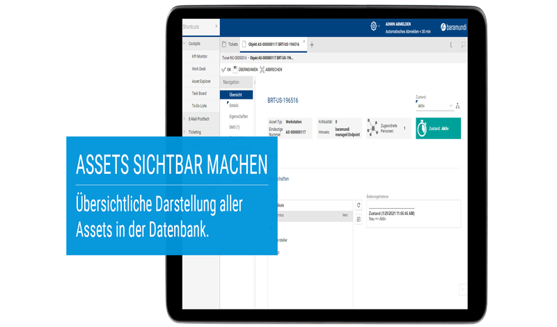 Übersichtliche Darstellung aller Assets in der Datenbank