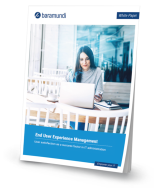 Mockup eines baramundi White Paper über End User Experience Management auf englisch