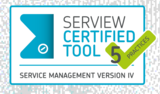 SERVIEW-Zertifikat fĂĽr ein zertifiziertes Tool im Bereich Service Management Version IV