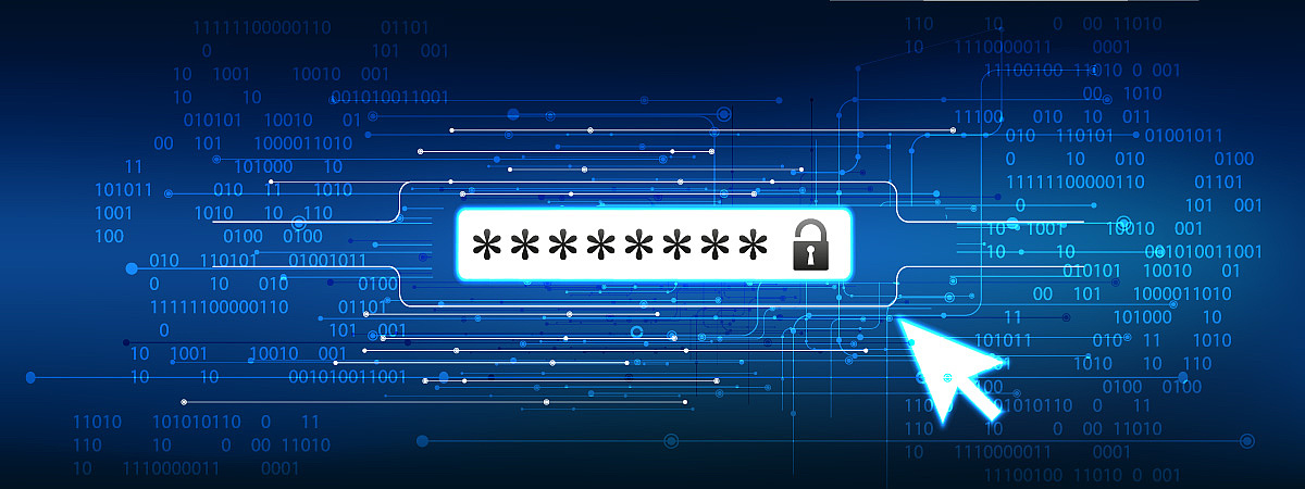Ein digitalisiertes Passwortfeld mit Sternchen und einem offenen Schloss-Symbol illustriert den Schutz von Passwörtern und Sicherheit im digitalen Zeitalter