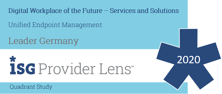 Top place in ISG study "Digital Workplace of the Future" 2020 Top place in ISG study "Digital Workplace of the Future" 2020